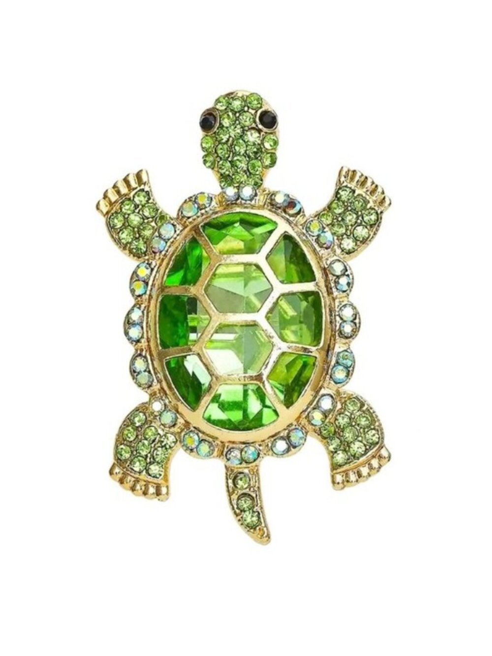 Turtle Brooch Crystal Rhinestone Stylish Sea Sparkle Glam Tortoise Stunning Cute